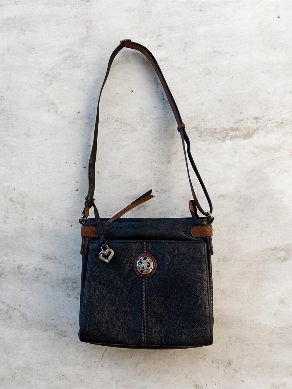Brighton London Groove Selena Organizer  bag with Brown Trim and Heart Charm